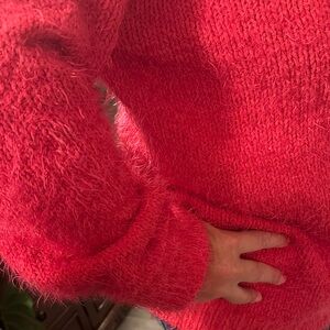 Show Me Your MuMu Vibrant PINK Turtleneck eyelash Sweater